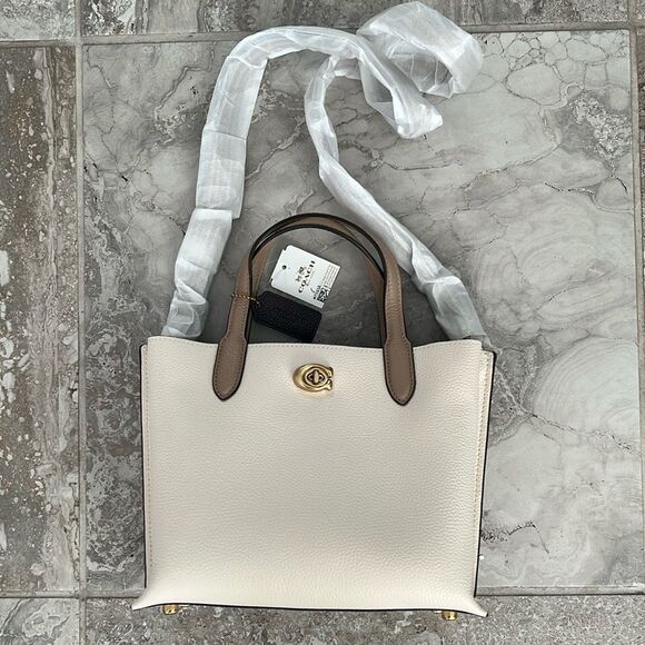 COACH Willow 24 Colorblock Leather Tote, Chalk, NWT - Picture 9 of 16